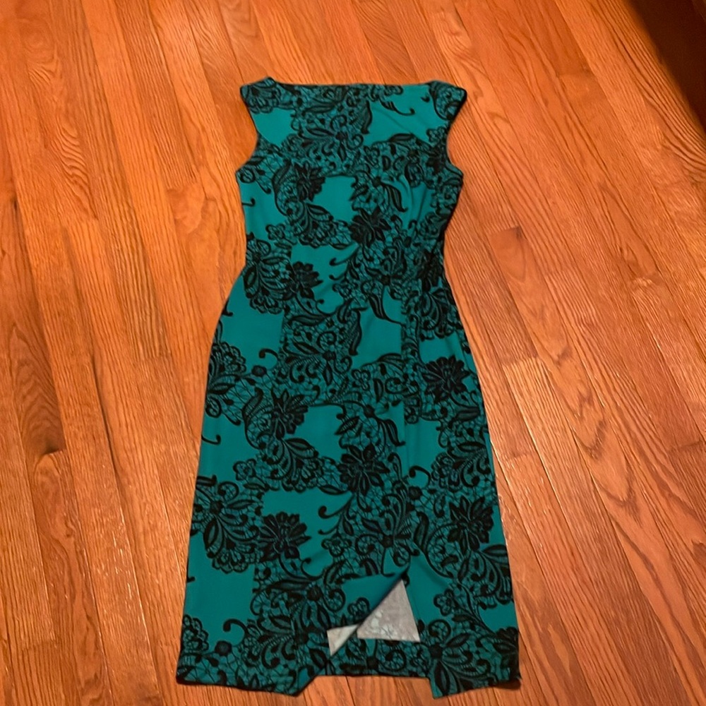 green and black print dress!